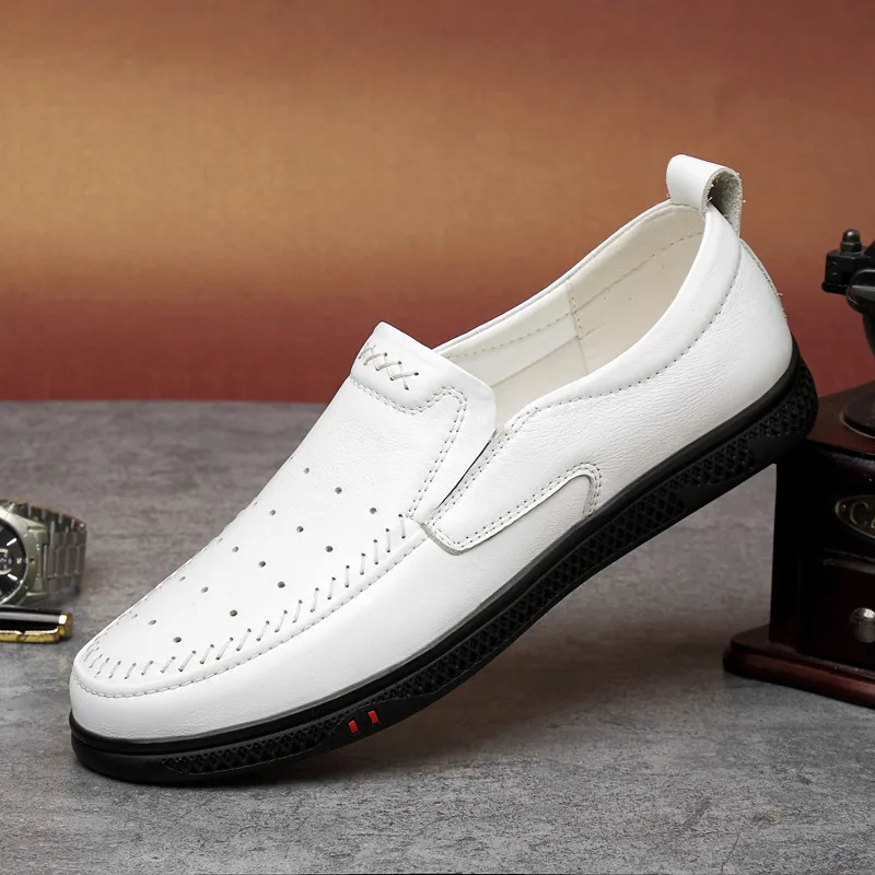 

Leather Casual Shoes Men High Quality Sneakers Men's Designer Shoe Top Layer Leather Leisure Shoes Slip On Loafers Shoes