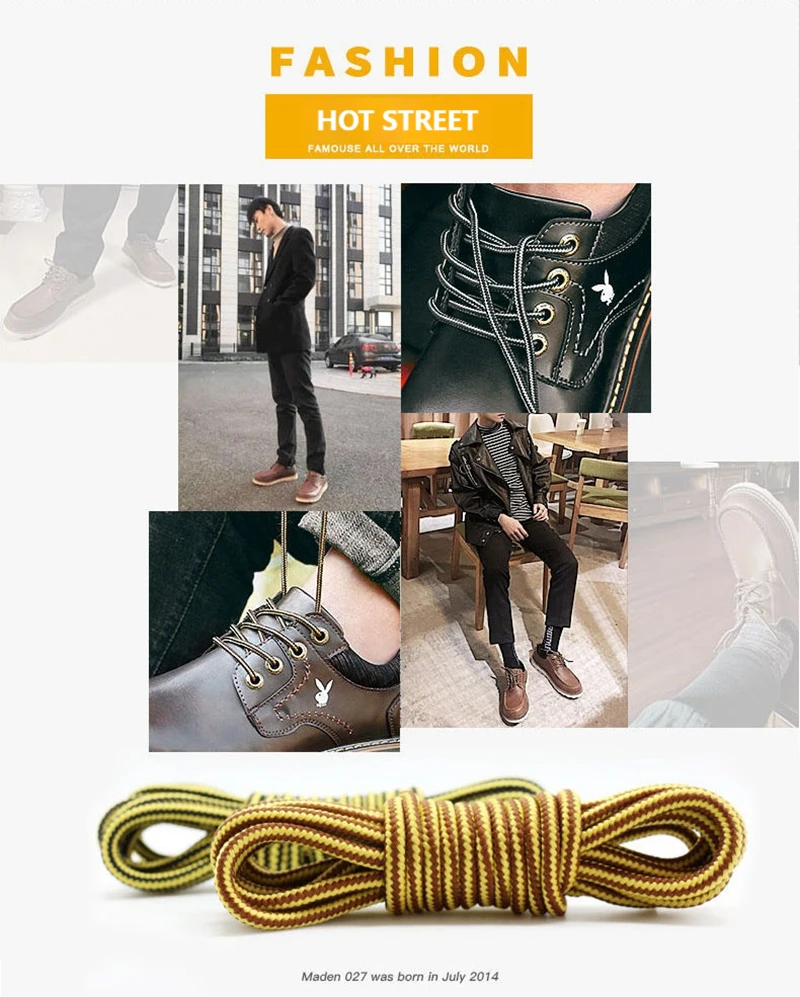 1 Paar runde Schnürsenkel, Martin-Stiefel-Schnürsenkel, gestreift, zweifarbig, für High-Gang-Freizeitschuhe, Baumwoll-Schnürsenkel, 18_voghion.com