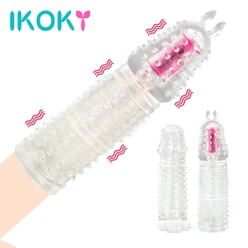 

IKOKY Penis Sleeve Vibrator Condom For Men Reusable Condoms For Sex G Point Stimulation Delay Ejaculation Particle