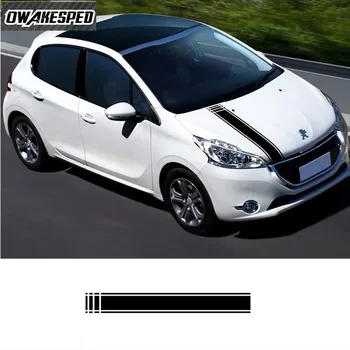 

Car Bonnet Sticker Racing Styling Auto Hood Engine Cover Decor Vinyl Decals For PEUGEOT 208 GTI 3-5 door Sport Stripes