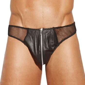 

fashion Men briefs Sexy Mesh Panties Solid Color Zipper Open Crotch See-through Triangle Briefs male panties