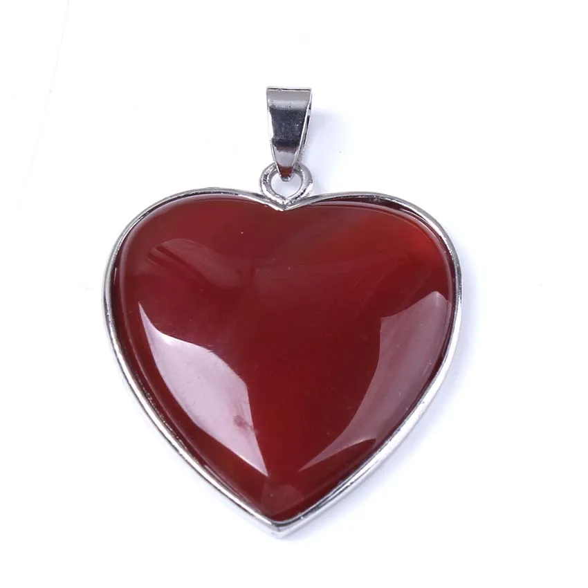 KFT Silver Plated Natural Rose Pink Quartz Amethysts Crystal Reiki Forever Love Heart Shape Stone Pendant Fashion Jewelry - Image 3