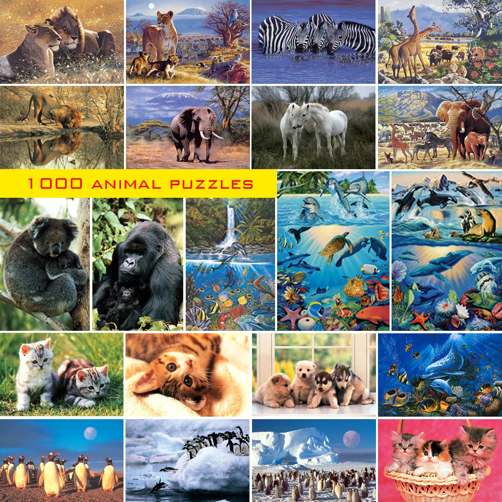 

1000 pieces of animal puzzles for children and adults to learn relaxation gift living room decorative paintings
