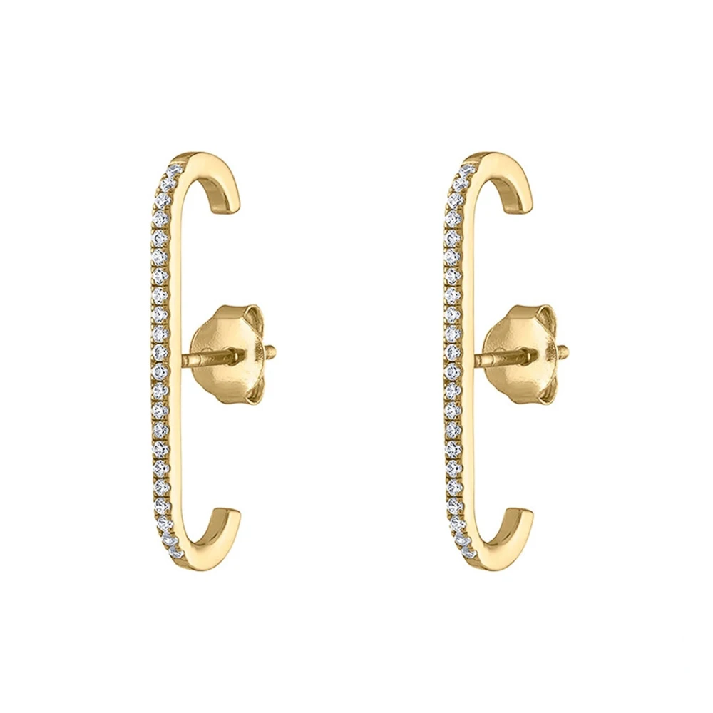 Huitan Korean Style Simple Stylish Stud Earrings Women Brilliant Cubic Zirconia Versatile Personality Female Jewelry Wholesale