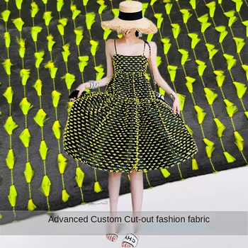 

2020 hot spring and summer eyelashes cut flower fashion fabric European and American sling puff skirt jacquard clothing fabric