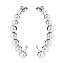 Роскошные серебряные серьги-гвоздики с имитацией жемчуга и Луны, серьги-гвоздики из нержавеющей стали 316L для женщин и девушек