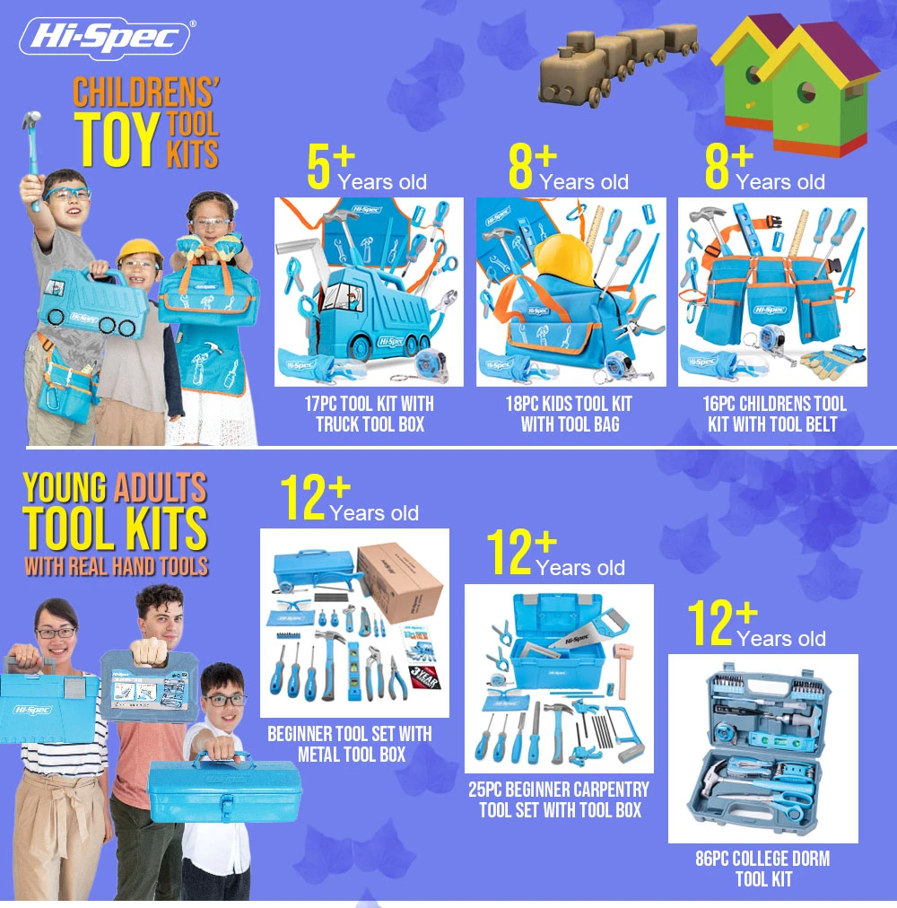 Hi-Spec My First Tool Set Real Children Kids Tool Set Small Size DIY Hand Tool Set Toy Gift Tools for Kids Boys Girls