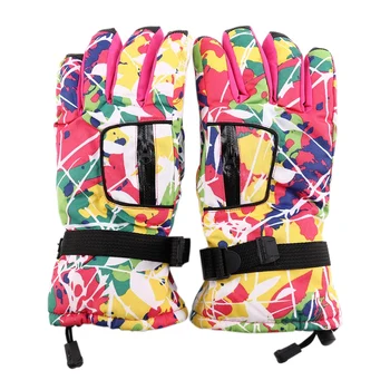 

Winter Warm Waterproof Ski Gloves Non-Slip Thickening Colorful Ski Snowmobile Snowboard Snow Heating Gloves Men and Women Childr