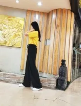 Yitimoky-pantalones de seda satinada para mujer, pantalón holgado de pierna ancha con cordón para oficina, blanco, de talla grande, negro, elásticos, de cintura alta, 2021