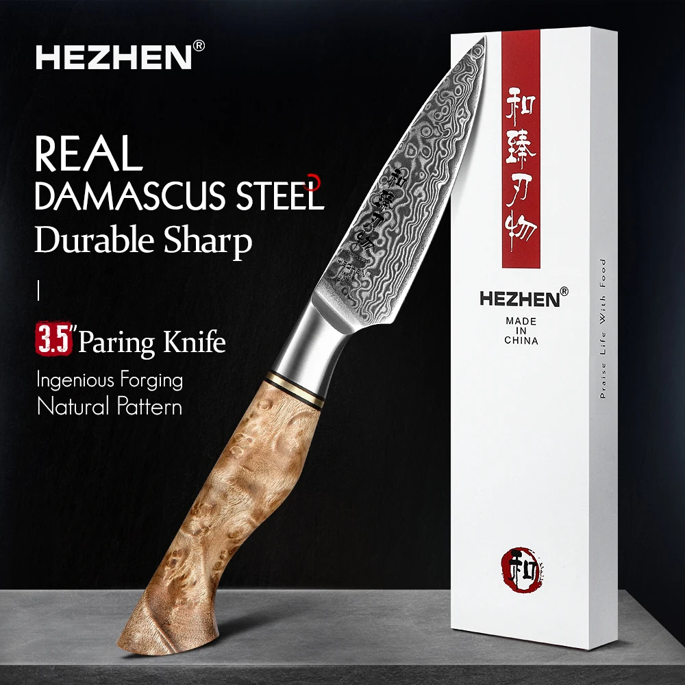 HEZHEN 3 5 ''кухонные ножи для очистки овощей VG10 Дамасская сталь с прожилками