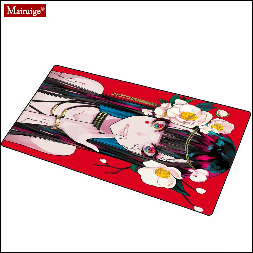 

Colorful LED Mousepad RGB Glow Anime Girl with Red and Black Simple Long Hair XXL Large Pink Mouse Pad 90x40cm Gamer Desk Mat
