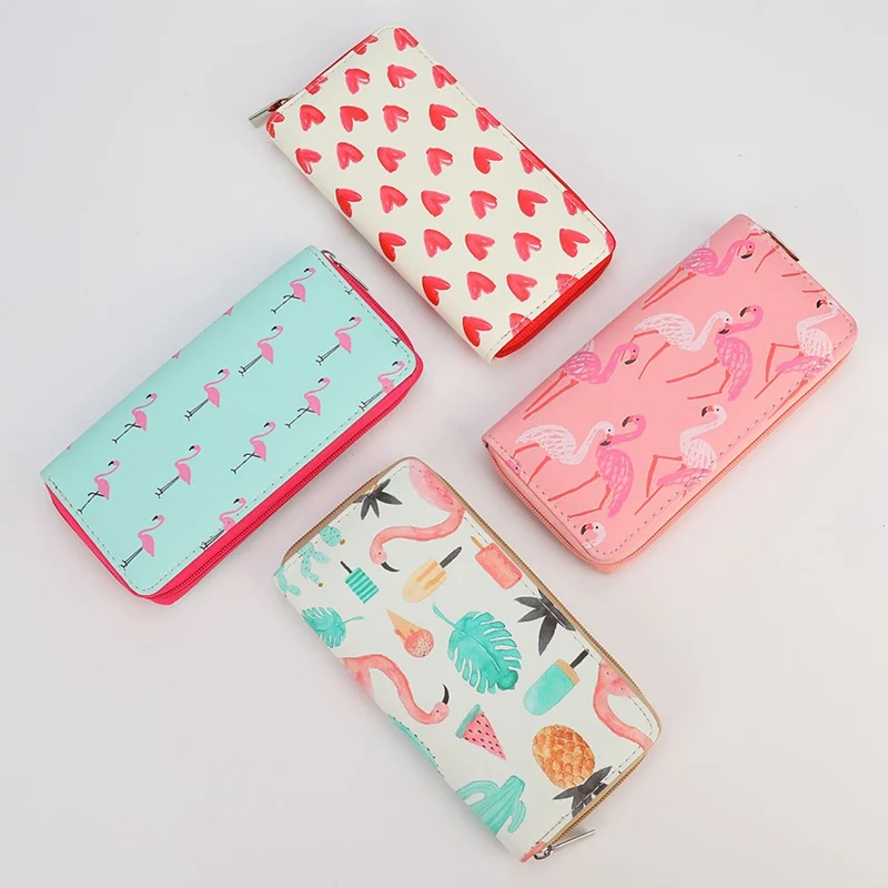Fashion Woman Wallet Fruit Yellow Animal Pattern Long Wallets White Pink Color Money Bags Cute Pocket Practical Purse