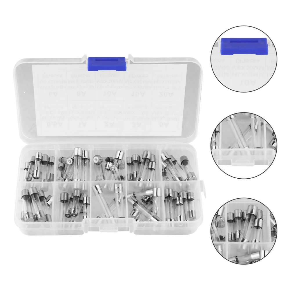 

60pcs Glass Tube Fuse Durable Prime Fast-blow High Quality 0.5A-20A Fuse Assorted Kit for Vehicle Car Toy Auto