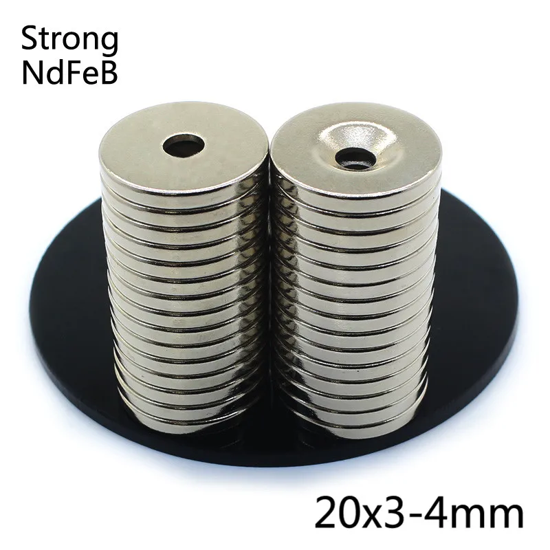 

20Pcs N52 Powerful Neodymium Magnet Ring 20x3mm With Hole 4mm Permanent Small Round Super Strong Magnetic Magnets For Craft