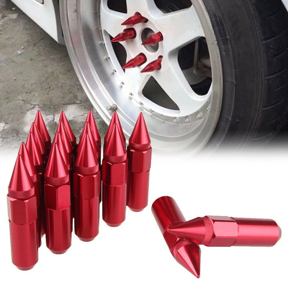 NEW RED 20PCS ALUMINUM EXTENDED TUNER LUG NUTS FOR WHEELS/RIMS M12X1.5 L:60mm 