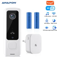 Awapow-timbre de puerta inalámbrico para el hogar, dispositivo de videoportero con cámara de seguridad con visión nocturna, WiFi, intercomunicador, para exteriores, Tuya