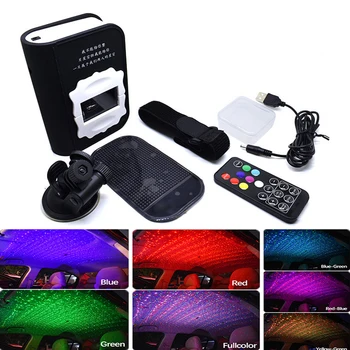 

CARCTR Car Decorative Lamp Ambient Light RGB Laser Projection Sound Control Lamp Armrest Box Auto Modified Atmosphere Lamp