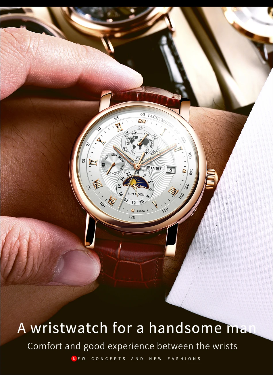 2021 New TEVISE WristWatch Men Business Automatic Mechanical Watch Fashion Luxury Tourbillon Sport Men Watches Relogio Masculino