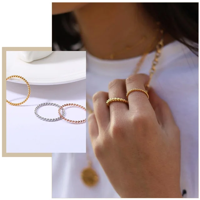89049-933c08.jpg Bague mince Chic en corde torsadée pour femmes, bagues de mariage en métal en acier inoxydable, nouveaux bijoux de fête Vintage simples et élégants