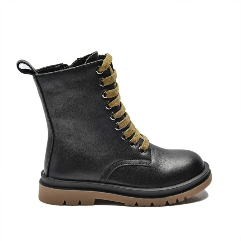 Новинка 2020 года Ботинки Martens для девочек Кожаные ботинки с натуральным лицевым