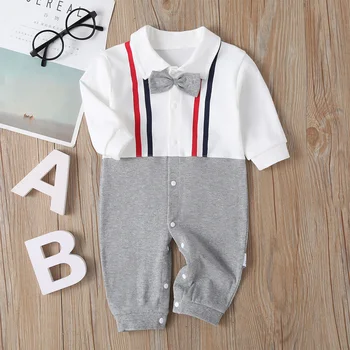 

100% cotton baby jumpsuit autumn fashion gentleman newborn clothing