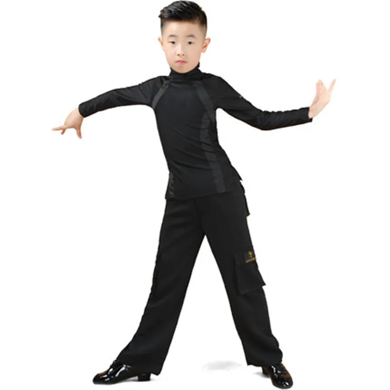 Fashion Latin Dance Costumes For Boys Black Long Sleeve Shirts Bodysuit Ballroom Dancing Clothes Latin Competition Dress dance dress,dance shirts,dance bodysuit