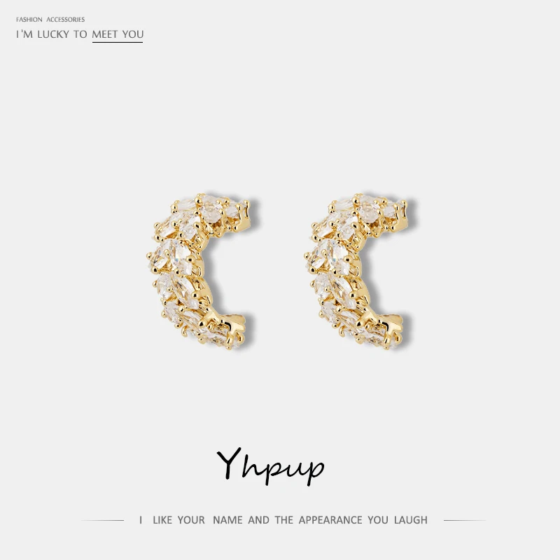 Yhpup, модные медные Роскошные серьги с цирконием кубической огранки, золото, серебро, S925, массивные серьги для женщин, аксессуары для свадебной вечеринки
