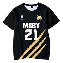 Haikyuu MSBY Black Jackal 3D, camiseta de verano MSBY, camisetas de cuello redondo de manga corta a la moda, Anime informal de dibujos animados para mujeres/hombres/niños