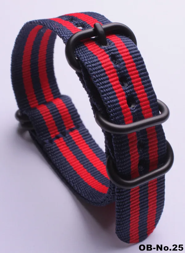 3Dark Blue 2Red Сверхпрочные нейлоновые ремни 18 мм 20 мм 22 мм 24 мм модные спортивные часы ремешок для NATO Zulu браслет черное кольцо Пряжка 30 цветов на выбор - Цвет ремешка: 3Dark Blue 2Red