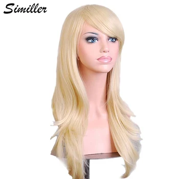 

Similler 70 Cm Long Wavy Cosplay Wig Red Green Purple Pink Black Blue Sliver Gray Blonde Brown Synthetic Hair Wigs