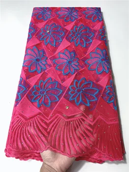 

High Quality Swiss　100% Cotton African Dry Cotton Lace Fabric Nigerian Man Voile Lace 5Yards FYIN31５