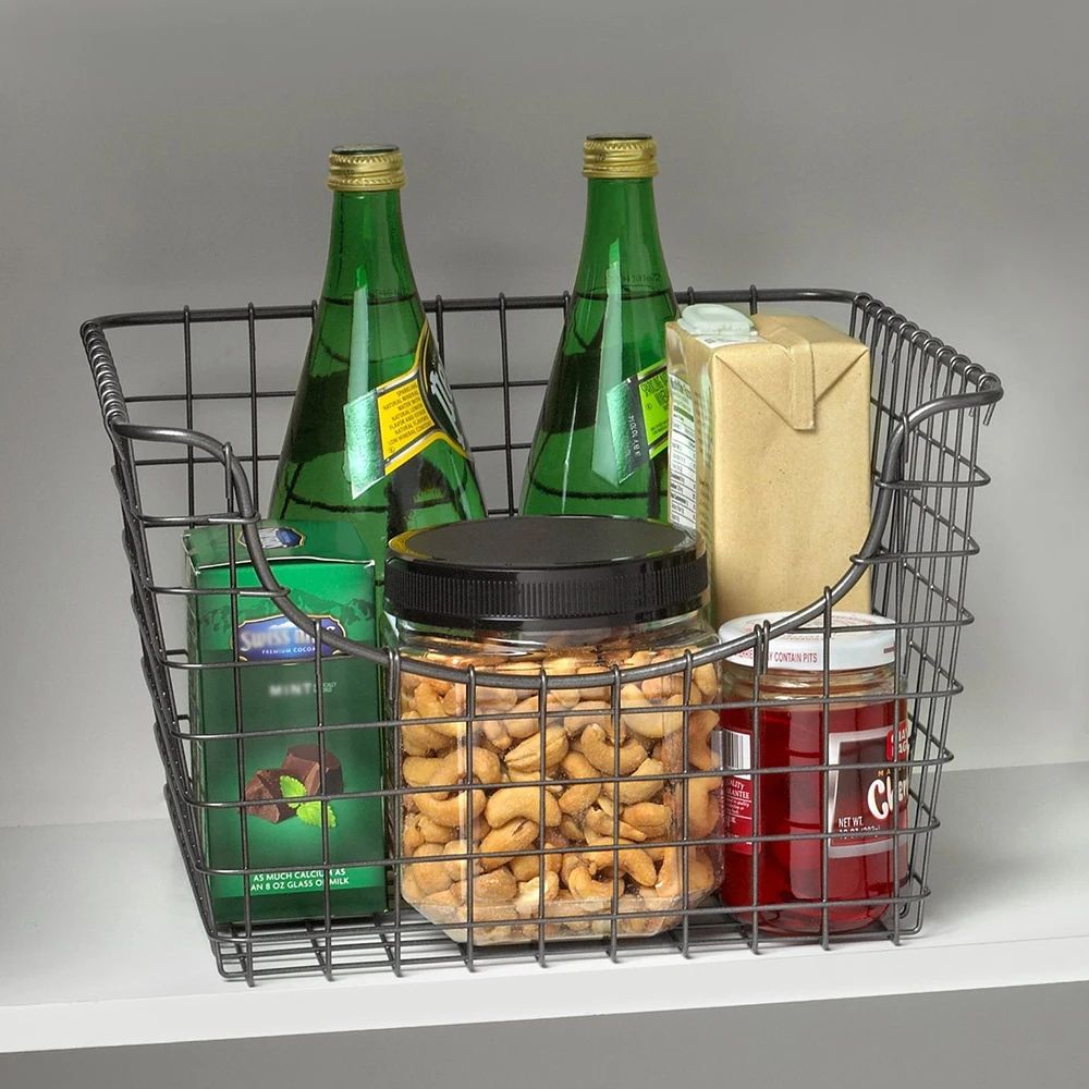 Металлический проволочный контейнер для хранения еды Органайзер корзина для хранения хранилище ведер Органайзер корзина контейнер для еды