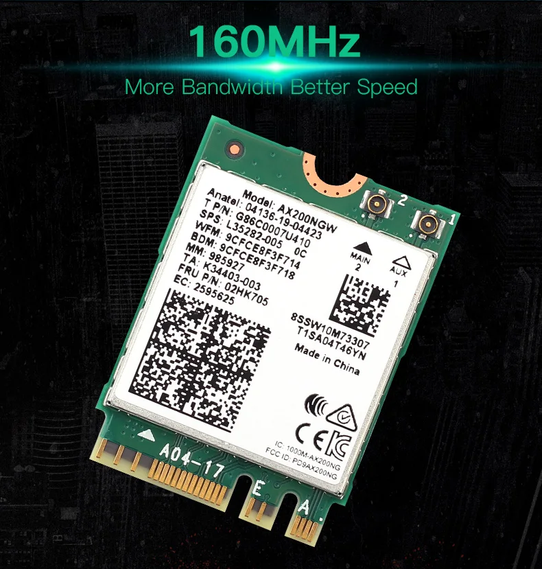 Wireless network card AX210 tri band 5374M Bluetooth5.2 supports 6G AX200 AC9260 8265 8260 7265 7260 3168 3165 3160 WI-FI card