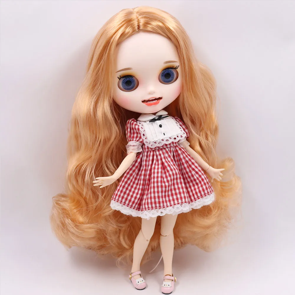 Ледяной обнаженный Blyth кукла No. BL2240 медовый каштановый волос резные губы открытый рот матовые индивидуальные лица соединение тела 1/6 bjd - Цвет: a set like pic
