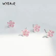 Женские серьги гвоздики WYEAIIR розовые цветы персикового цвета