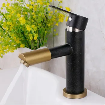 

360 rotate spout mouth black color unique basin faucet hot and cold water taps