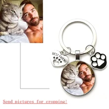 

New Custom DIY Boys Cats Cat Photo Keychain Love Dog Glass Crystal Pendant Keychain Car Key Man and Girl Favorite Gift Souvenir
