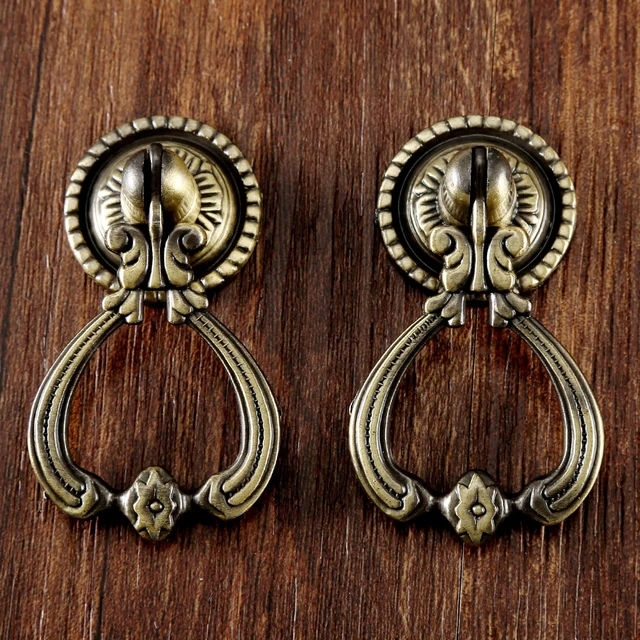 Pomos y tiradores Vintage para puerta de armario, tirador de cajón, tirador  de muebles de latón antiguo para cocina, 2 uds. - AliExpress