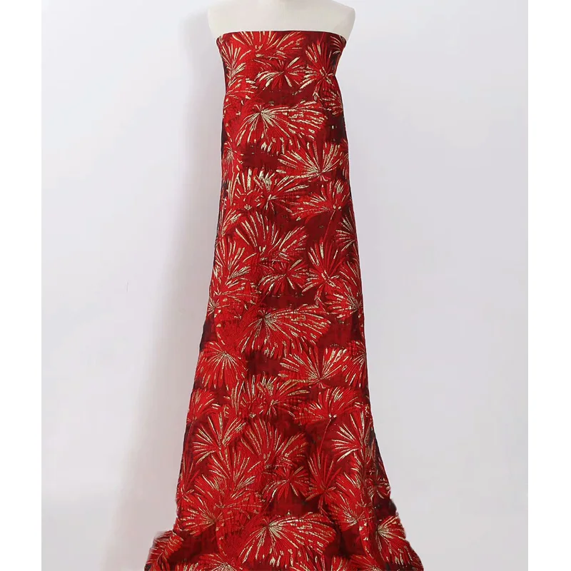 5 ярдов Высокое качество пряжа окрашенная солнце/Луна дизайн платье из жаккардовой ткани жаккардовая вышивка кружевная ткань для моды одежды