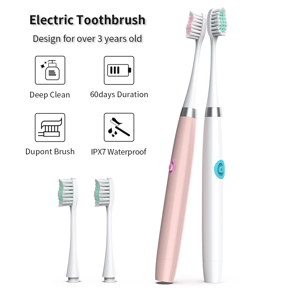 Электрическая зубная щетка с 3 щеточными головками на батарейках гигиена полости рта не перезаряжаемые Водонепроницаемая зубная щетка для детей