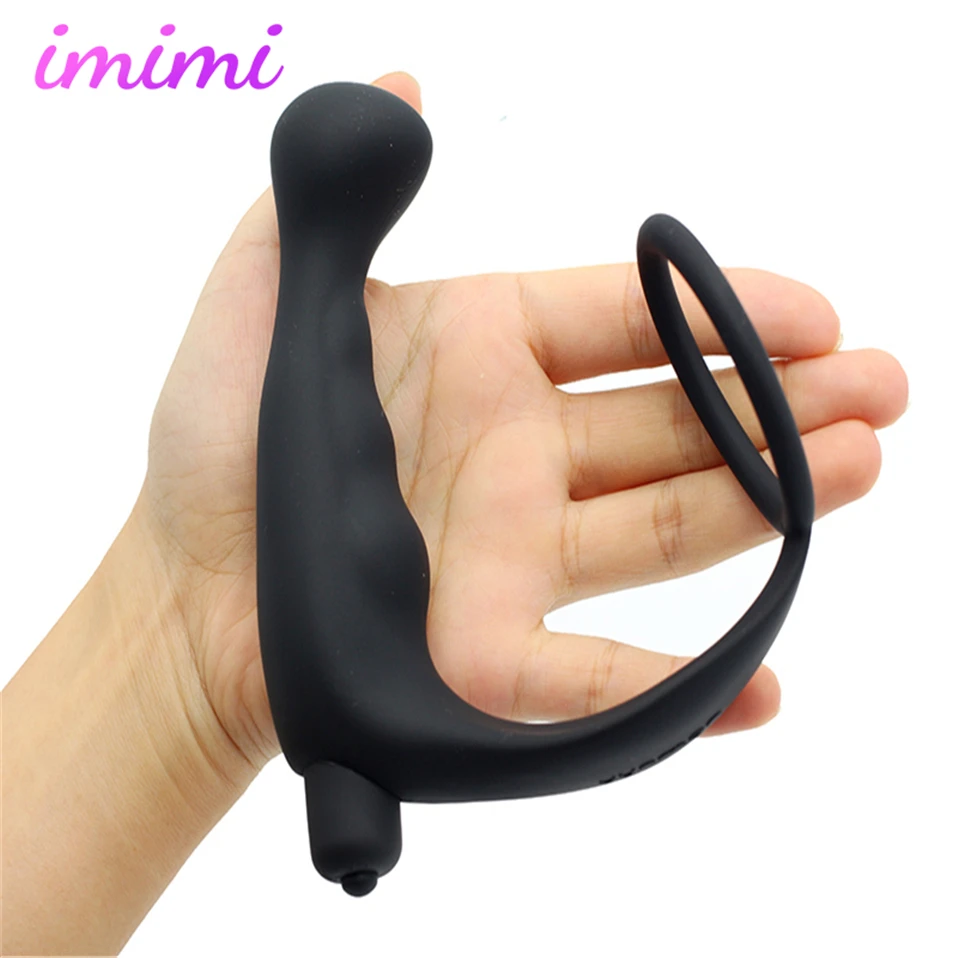 Prostate Male Masturbator Dildo Vibrator Silicone Anal Massager With Penis Delay Ejaculation Ring Butt Plug Sex Products for Man