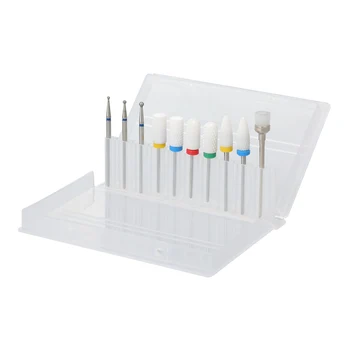 

10pcs Nail Drill Bits Pedicure Manicure Drill Bit with Plastic Storage Case Nail Art Tool Nail Supplies for Removing Nail Gel