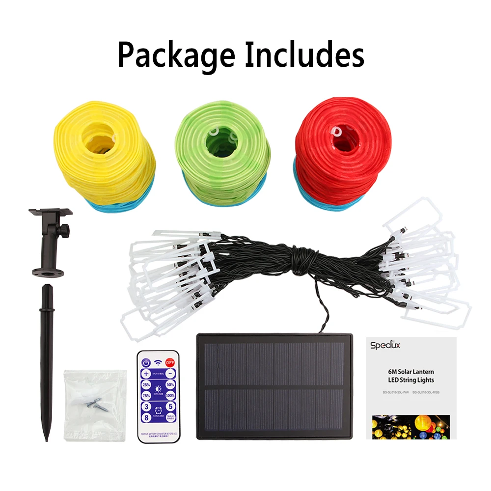 30 LED Solar String Lights with Remote Outdoor Lighting Solar Lamp Garland Fairy Globe Lantern Ball for Party Holiday Christmas