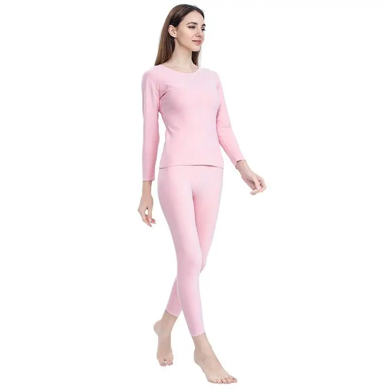 Female Full Sleeve Intimate Lingerie Women Winter Thermo Lingerie Large Size 3XL Pink Warm Soft Sweater Thermal Underwear Set - Цвет: Women 2