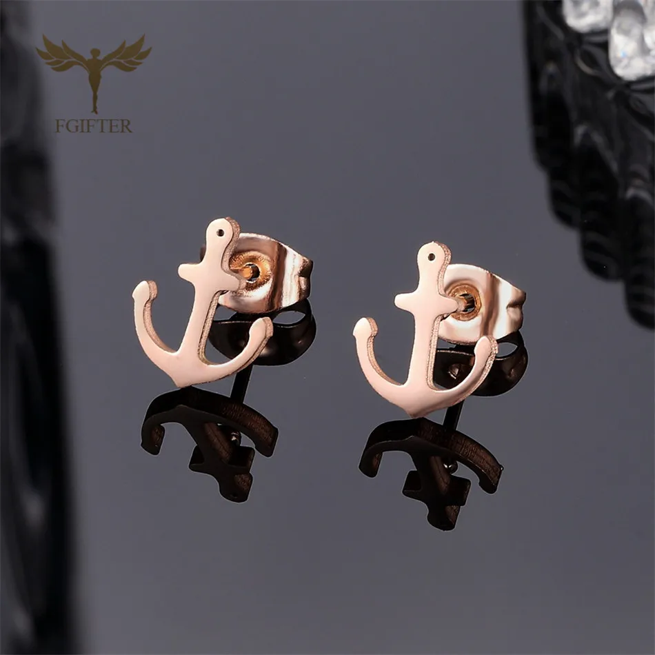 12 Pairs Lot Wholesale Earrings Anchor Stud Earrings Set Ear Lobe Piercing Ring Stainless Steel Jewelry Men Women Accessories 5