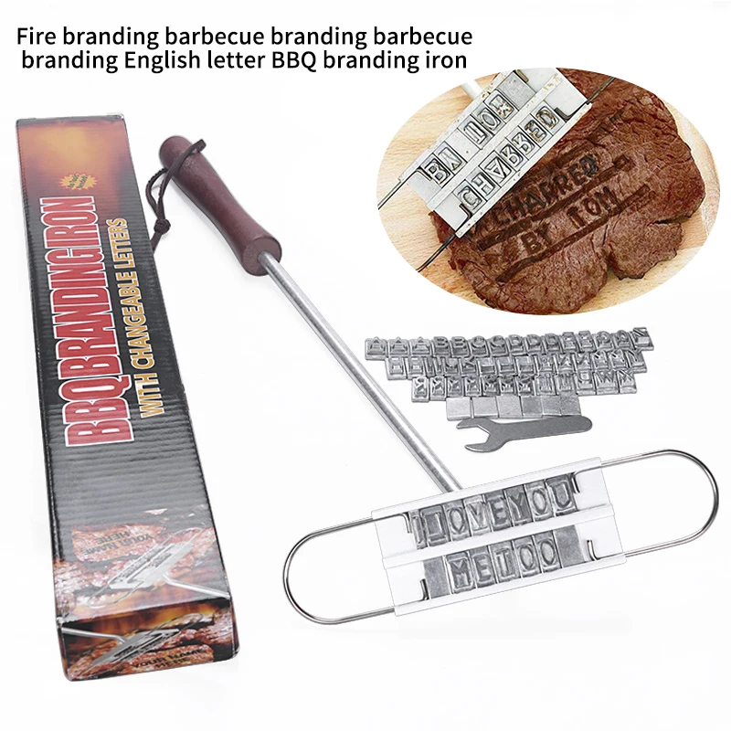 BBQ Meat Branding Iron with Changeable Letters for Branding Steaks Burgers 1Pcs