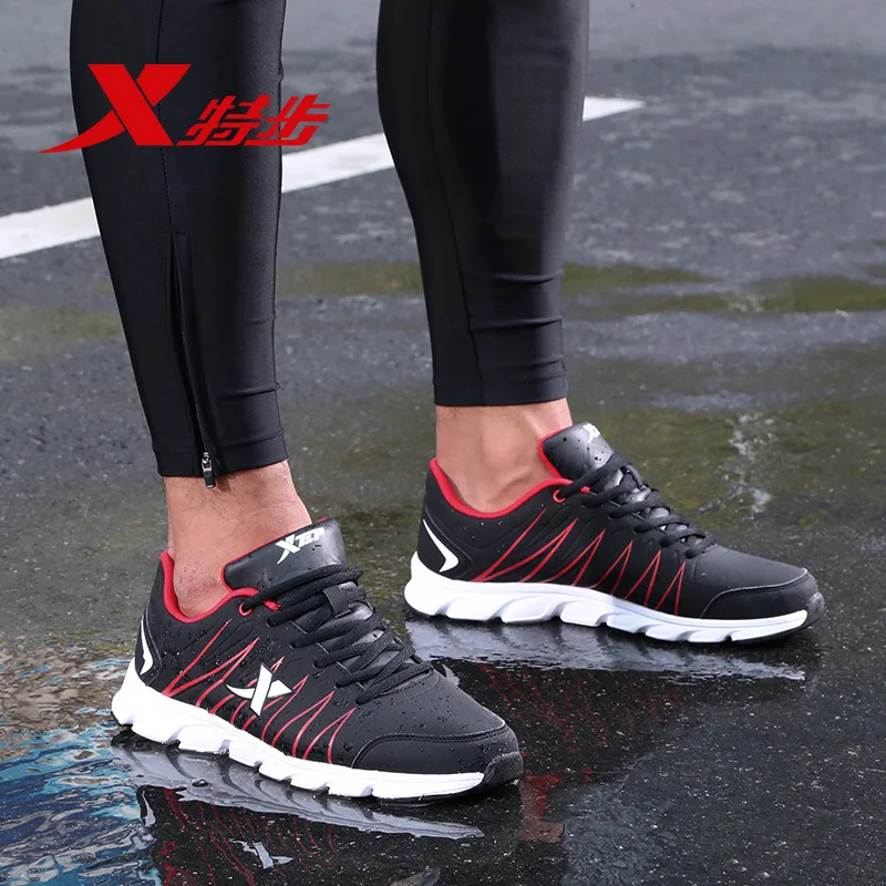 Tanie Xtep Fashion New Men Blade Sole buty do biegania amortyzacja skórzane buty sportowe męskie Casual antypoślizgowe buty 983419119503