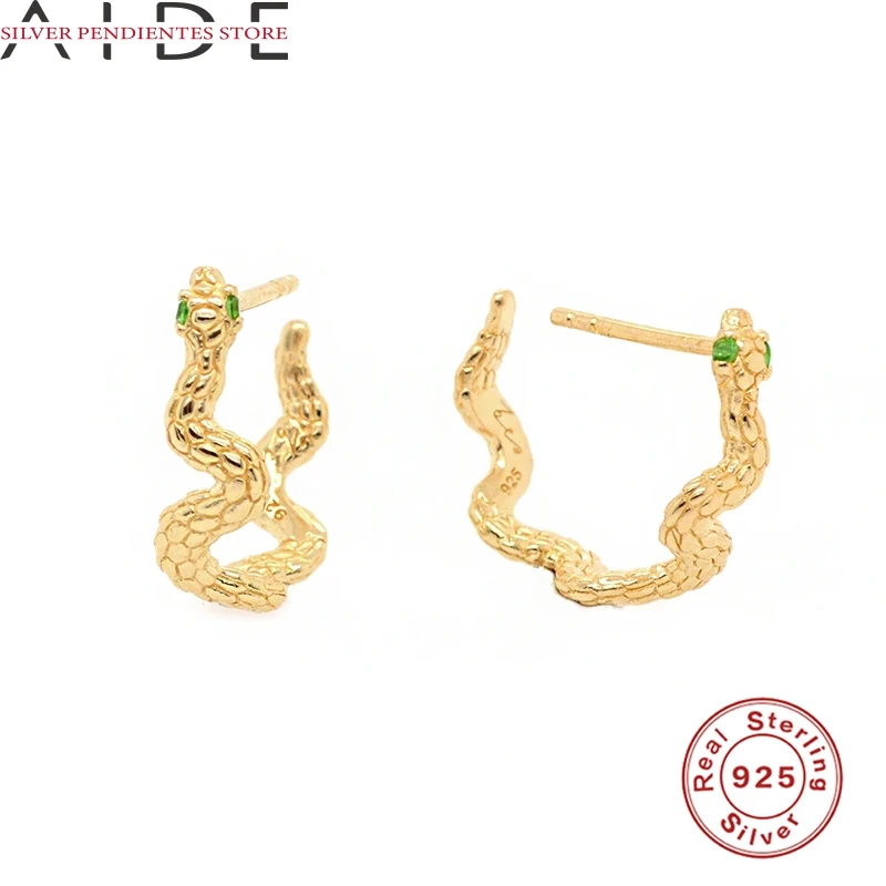 

AIDE 1Pair Designer Earrings For Women Luxury 925 Sterling Silver Snake Shape Stud Earring Korean Pendientes Mujer