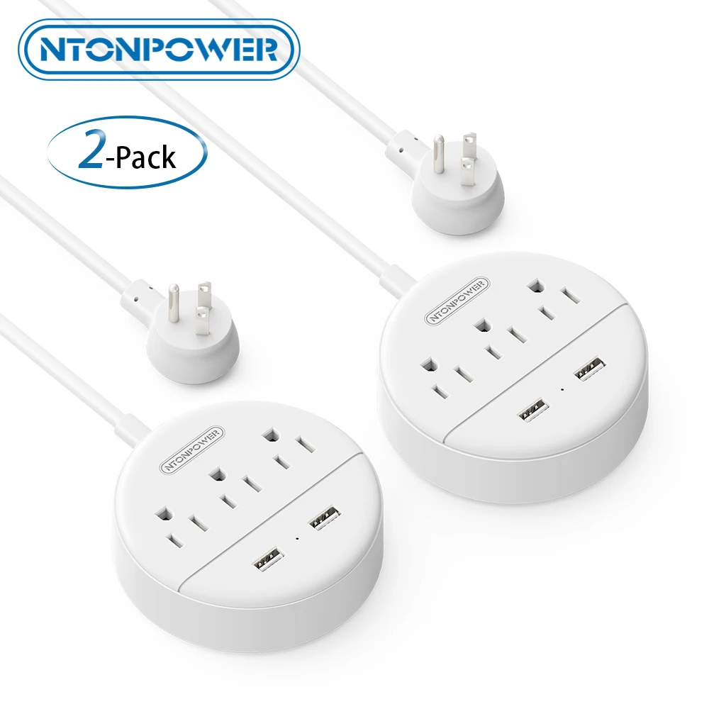 

NTONPOWER Mini Travel Power Strip 2-Pack Wall Mounted US Plug Usb Socket Small Portable For Cruise Ships/Business Trip/Hotel/Hom