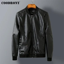 

COODRONY Brand PU Faux Leather Jackets For Men Spring New Arrival Classic Solid Color V-Neck Zipper Coats Men Clothing Z8078